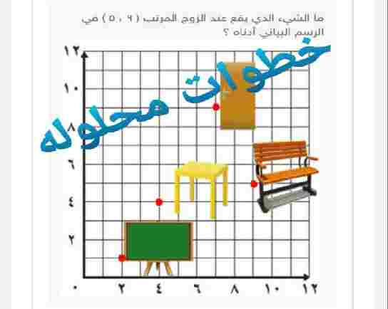 ماالشيء الذي يقع عند الزوج المرتب (٩ ، ٥ ) في الرسم البياني أدناه؟
