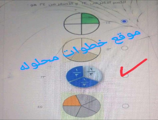 الكسر الأكبر من ١٢ و الأصغر ٣٤ هو: