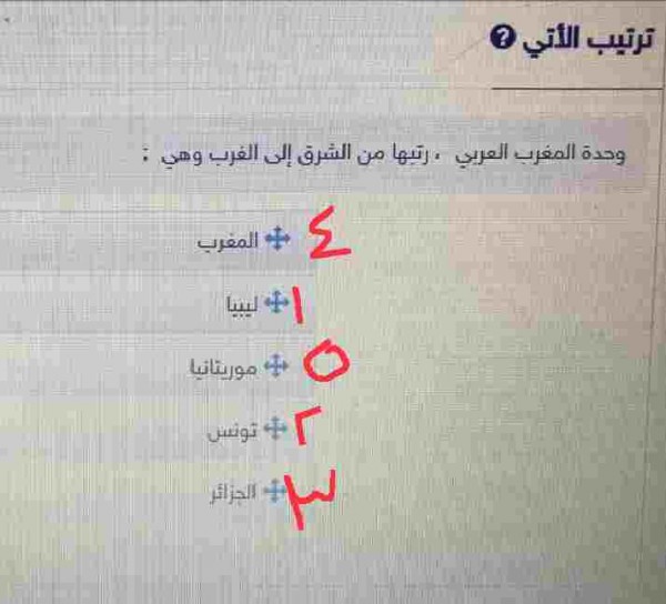 وحدة المغرب العربي، رتبها من الشرق إلى الغرب وهي