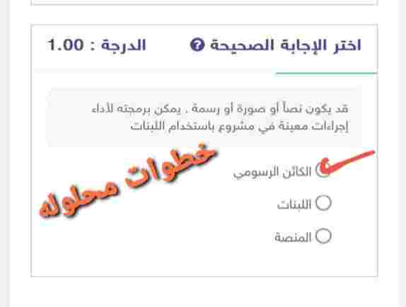 قد يكون نصاً أو صورة أو رسمة, يمكن برمجته لأداء إجراءات معينة في مشروع باستخدام اللبنات