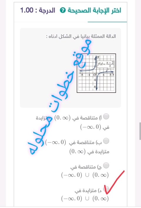الدالة الممثلة بيانيا بالشكل أدناه :