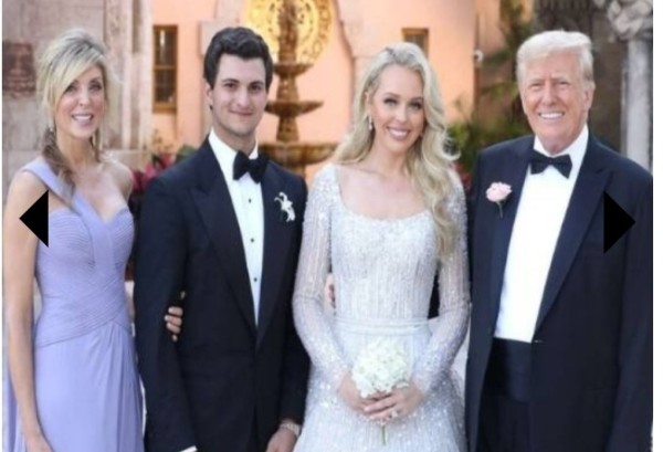 فستان ابنة دونالد ترامب تيفاني وزوجها مايكل بولس وفارق العمر بينهما